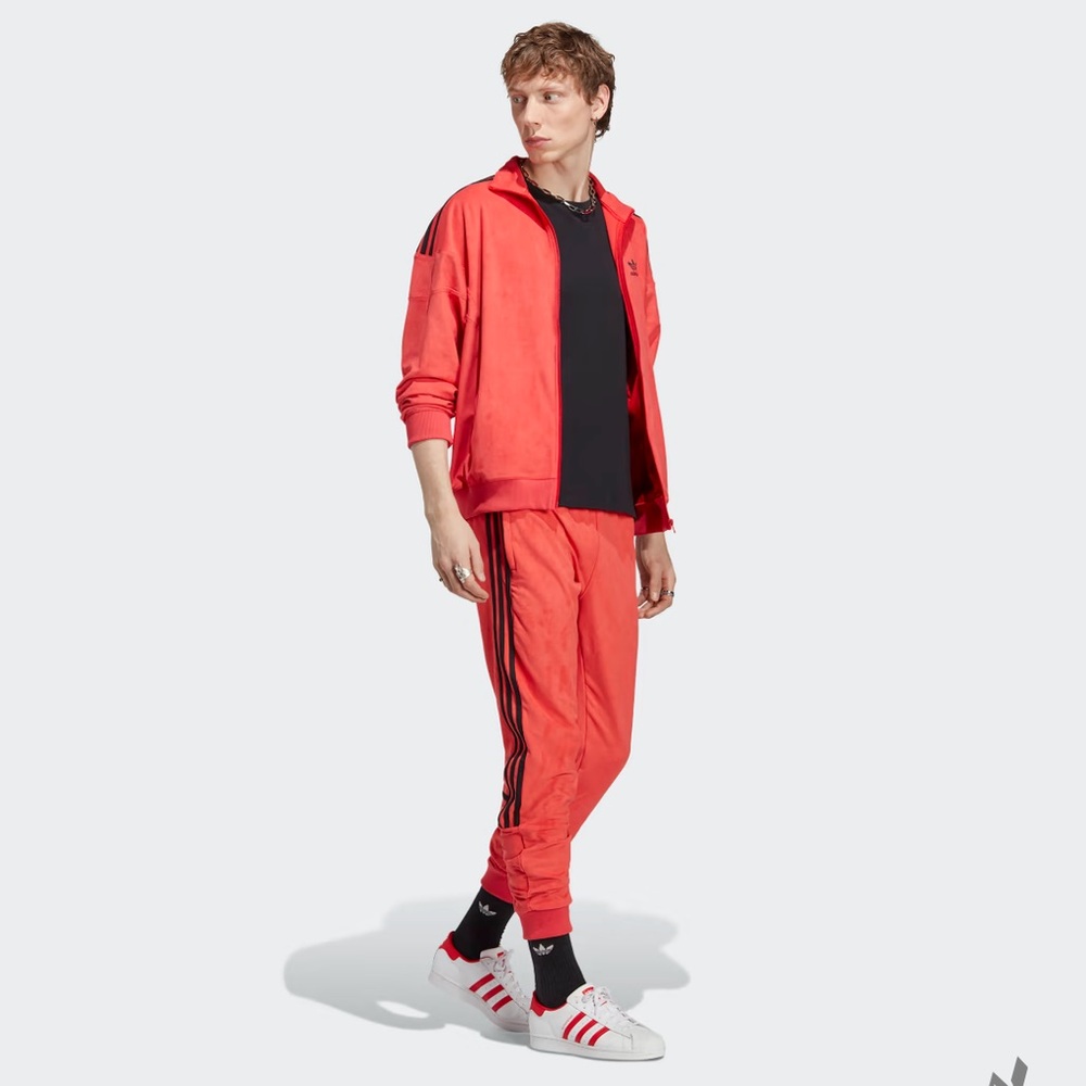 Adidas Adicolor Classics Plush Track Set in Red/Orange